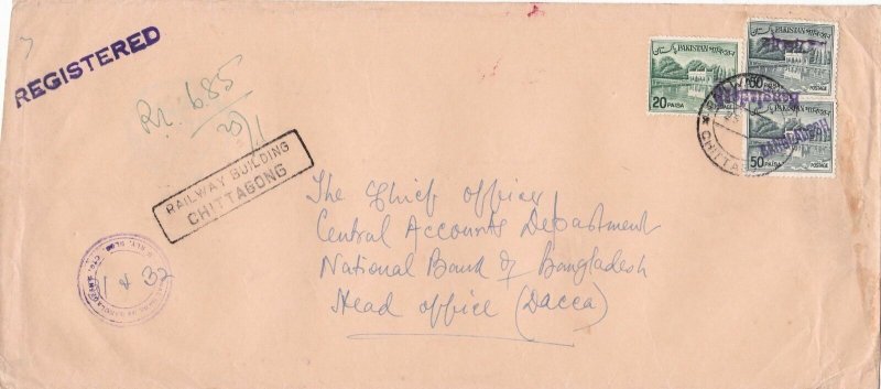 bangladesh overprints on pakistan early stamps cover ref 12817 