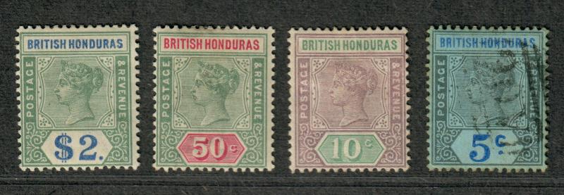 British Honduras Sc#52-54, 56 M+U/H/F-VF, Partial Set, 53 No Gum, Cv. $369.50