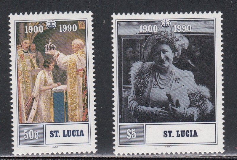 St. Lucia # 969-970, Queen Mothers 90th Birthday, Mint NH, 1/2 Cat.