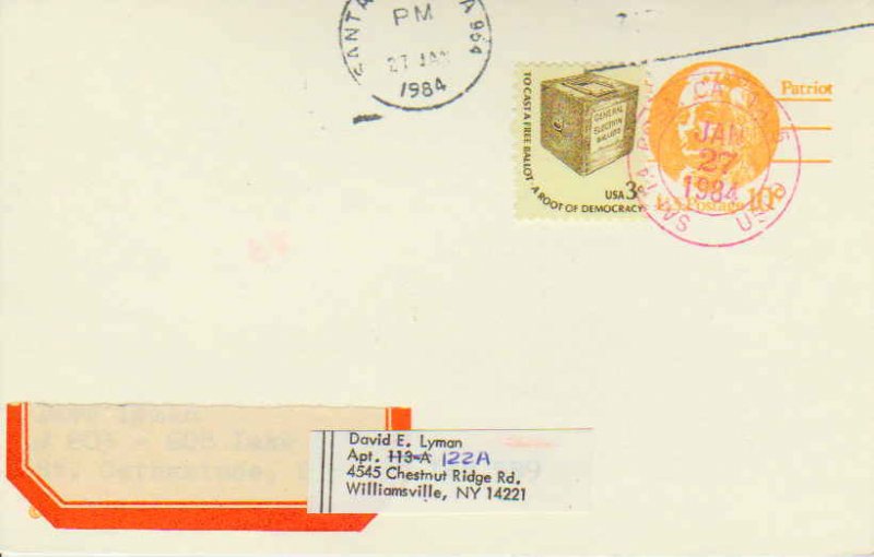 United States California Santa Rosa Sta. 5 1984 violet double ring  Postal Ca...