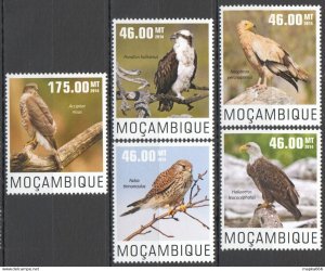 Ss1638 2014 Mozambique Birds Of Prey Fauna #7595-99 1Set Mnh