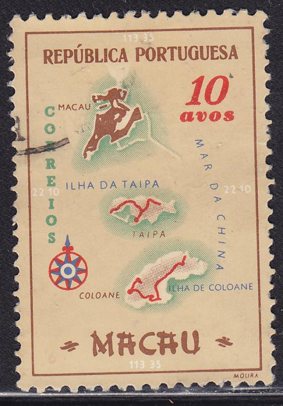 Macao 386 USED 1956 Macao Colony Map