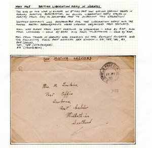 GB WW2 MILITARY Cover NORWAY LIBERATION *FPO.788* Air Mail 1945 Scotland DL13