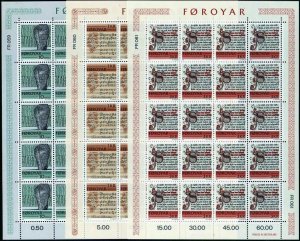 Faroe 65-69 sheets of 20,MNH.Michel 65-69 bogens. Historic Writings.Seal,sheep.