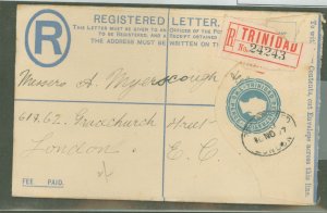 Trinidad  1897 Note: all text in blue, London arrival on front