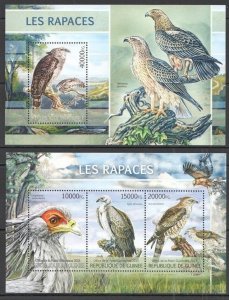 B0058 2013 Guinea Birds Of Prey Fauna Kb+Bl Mnh Stamps