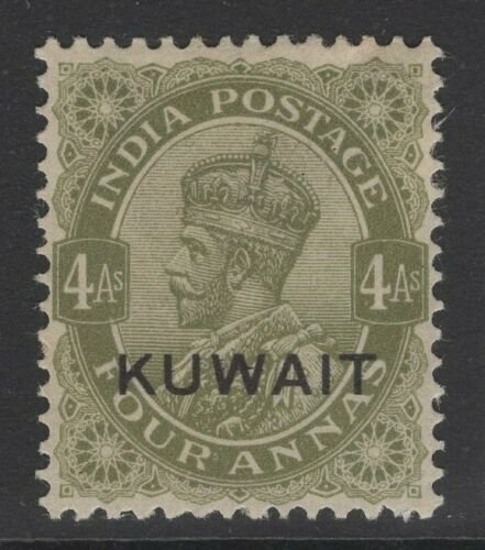 KUWAIT SG22a 1934 4a PALE SAGE-GREEN MTD MINT 