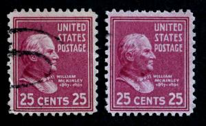 US #829 Used 25 Cent William McKinley 1938 Lot of 2