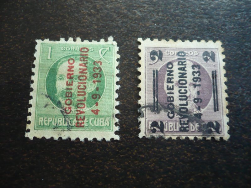 Stamps - Cuba - Scott# 317-318 - Used Set of 2 Stamps Overprinted