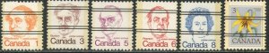 CANADA Sc#586, 588, 590-591, 593, 708 1973-77 Queen & Flowers Pre-Cancels OG MH