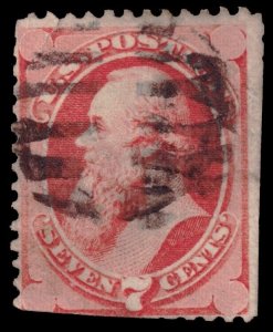 United States Scott 149, Vermilion, No Grill (1871) Used F-G, CV $100.00 W