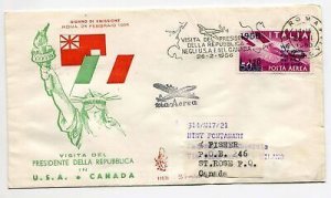 Gronchi in the USA and Canada Air Mail Lire 120 on the Venetia cover