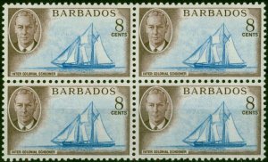 Barbados 1950 8c Bright Blue & Purple-Brown SG276 Fine MNH Block of 4