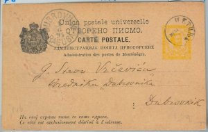 65976 - MONTENEGRO - POSTAL HISTORY - STATIONERY Card # P8 to DUBROVNIK 1894 -