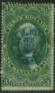 USA SC# R86c Manifest  Revenue $3.00 CDS Cancel