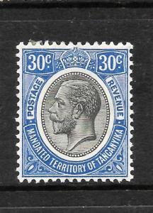 TANGANYIKA 1927  30c BLUE KGV    MLH  SG 98a