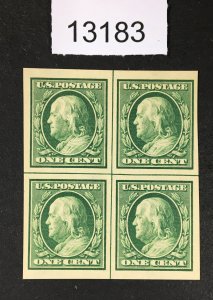 MOMEN: US STAMPS  # 383 MINT OG NH XF CENTER LINE BLOCK $50+++ LOT #13183