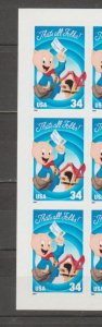 3535a, Single-BL, W/Die Cut in Margins. Porky Pig MNH, .34 cent.