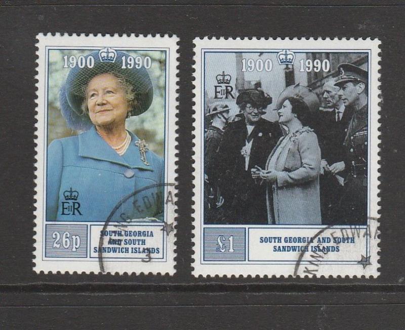 South Georgia 1990 Queen Mother 90th Birthday pair FU SG 195/6