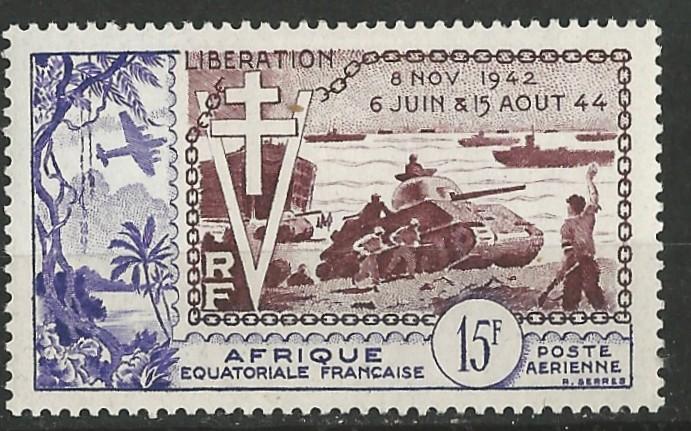 French Equatorial Africa # C38  W.W. II Liberation  (1)  Unused VLH