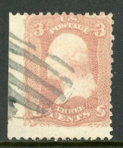 USA 1861 Washington 3¢ Rose  Scott #65 Left margin copy VFU R290