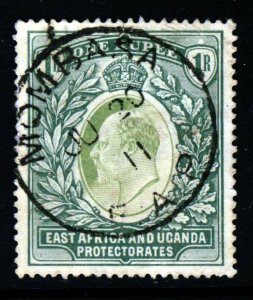 EAST AFRICA & UGANDA KE VII 1904-07 1 Rupee Green Wmk Mult Crown CA SG 26 VFU