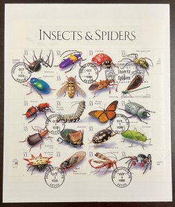 3351 Insects & Spiders Miniature Sheet of 20 FDC on Large White Envelope 1999