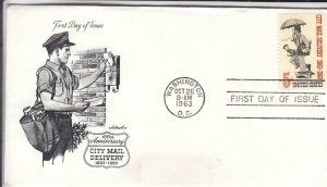 1963, 100th Anniv. City Mail Delivery, Artmaster, FDC (E7690)