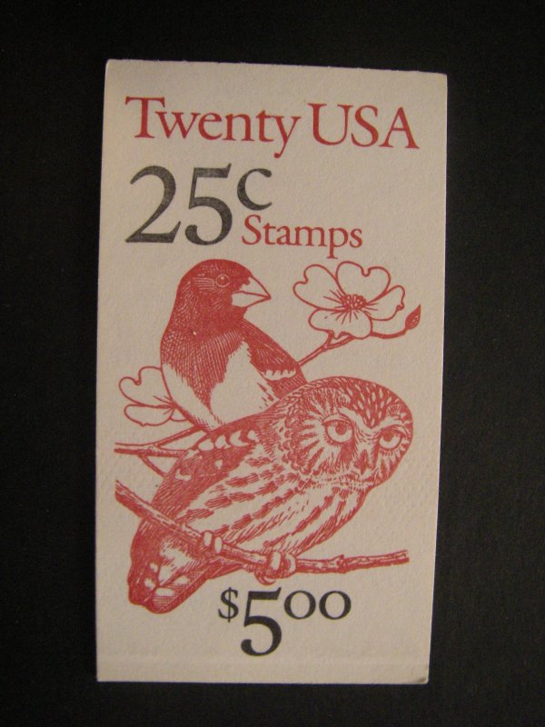 BK160, Scott 2285b, 25c Owl & Grossbeak, #4941, MNH Booklet Beauty
