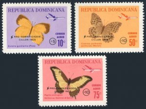 Dominican Rep CB28-CB30,hinged.Michel 881-883. Butterflies 1966.Hurricane Inez.