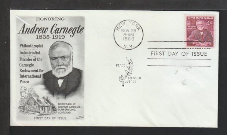 US 1171 Carnegie 1960 Fleetwood U/A FDC 