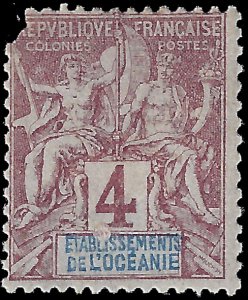 French Oceania 1892 YT 3 mh vg-f corner damage