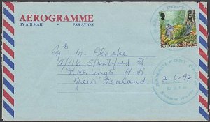 SOLOMON IS 1997 50c on formular aerogramme RANADI POST OFFICE cds to NZ.....J613