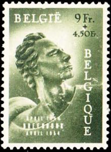 Belgium Scott B560 Unused lightly hinged with scapes on face.