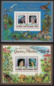 St. Vincent Queen Elizabeth the Queen 2 MSs Restricted Printing 1985 MNH