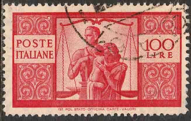 Italy 477 100L United family. Used. F-VF. (143)