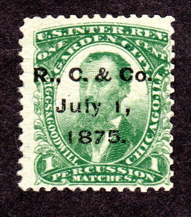 Private Die Match Revenue Stamp.  Scott # RO104b, used. Lot 220346