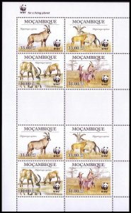 Mozambique WWF Roan Antelope Sheetlet of 2 sets 2010 MNH SC#1930 MI#3658-3661