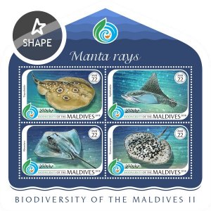 MALDIVES - 2018 - Manta Rays - Perf 4v Sheet - Mint Never Hinged