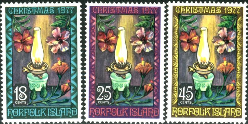 Norfolk Island 1977 SG197-199 Christmas lamp and flowers set MLH