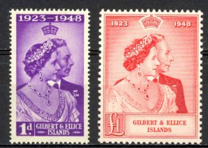 Gilbert & Ellice Islands Sc# 54-55 MH 1949 Silver Wedding Issue