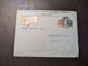 1911 Registered Denmark Cover Copenhagen to Kiel Germany