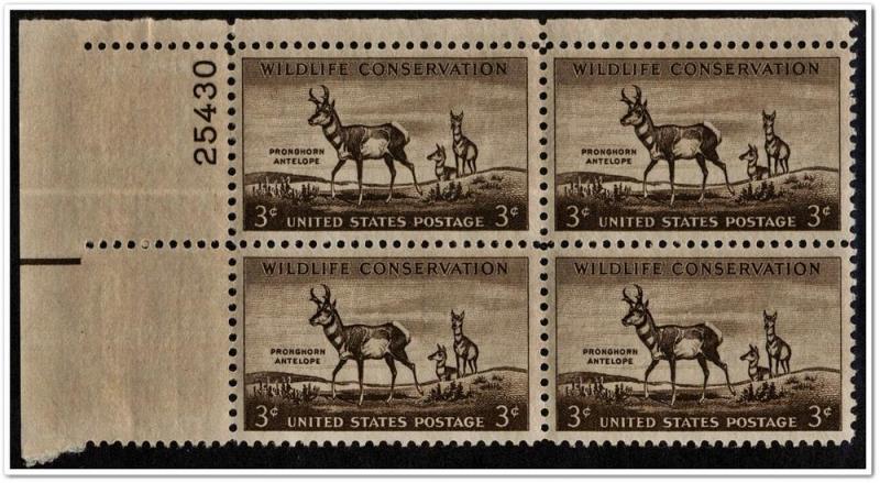 SC#1078 3¢ Wildlife Conservation: Pronghorn Antelope PB MNH 