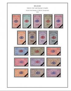 COLOR PRINTED BELGIUM RAILWAYS POST 1879-1987 STAMP ALBUM PAGES (54 ill. pages)