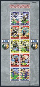 New Zealand 1586 sheet,MNH.1999. NZ U-Bix Rugby Super 12,1999.