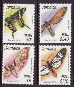 Jamaica-Sc#756-9- id9-unused NH set-Insects-Moths-overprinted-1991-