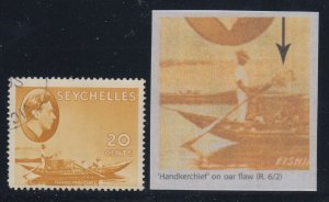 Seychelles, SG 140ab, used Handkerchief Flaw variety