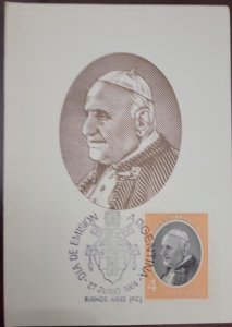 D)1964, ARGENTINA, FIRST DAY COVER, ISSUE, TRIBUTE TO POPE JOHN XXIII,