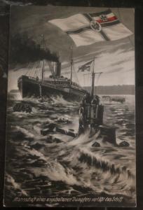 1910s Germany Feldpost Picture Postcard Cover Team Stopped U Boat To Hamburg