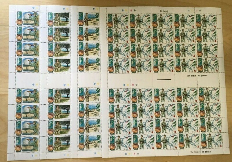 FULL SHEETS Tuvalu 1995 SC 704-7 - End of WWII - 4 Sheets of 40 - MNH